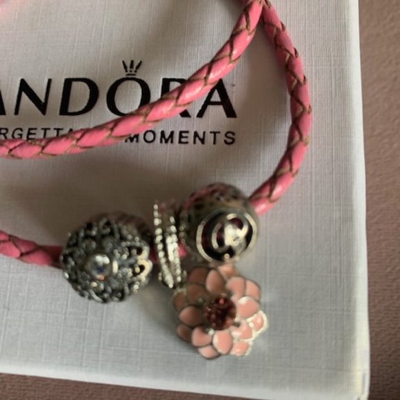 Pandora Jewelry Pandora Rope Bracelet With 3 Charms Poshmark